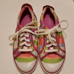 COACH BARRETT multi-colored striped lace up sneaker size 6B